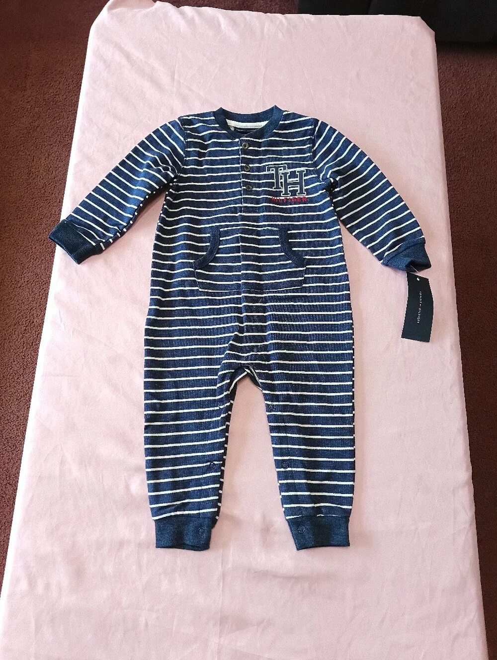 Tommy Hilfiger Baby Boys Coverall with Button Closure Size 18M NWT